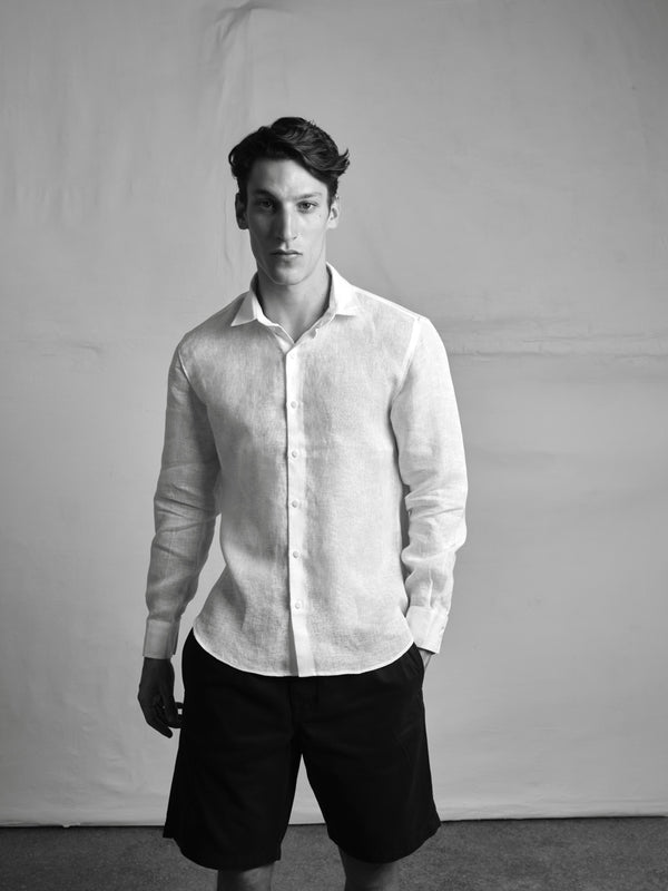 Lefko white linen men's shirt
